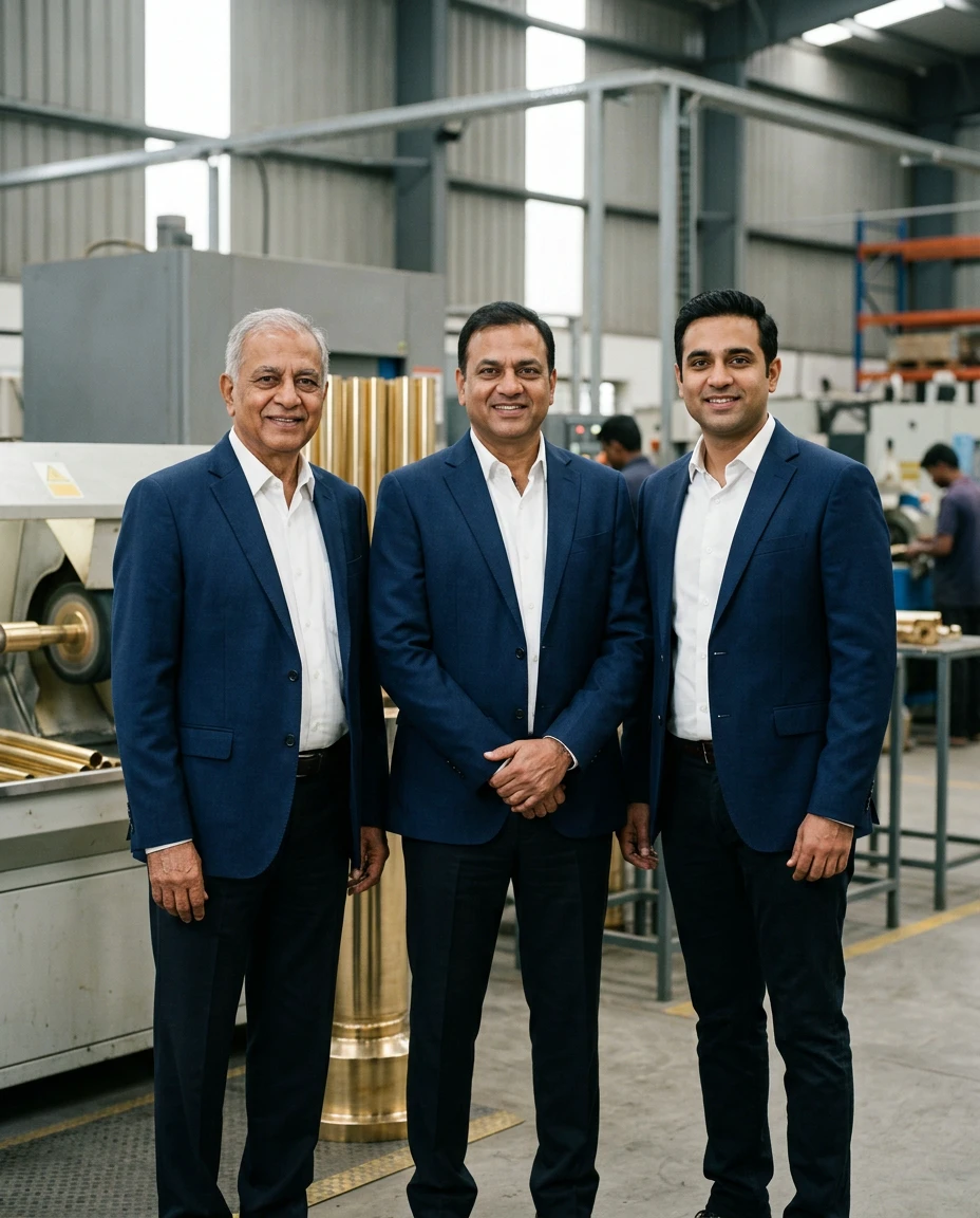 Brasstech Engineering — founding family of brothers at the Jamnagar manufacturing facility
