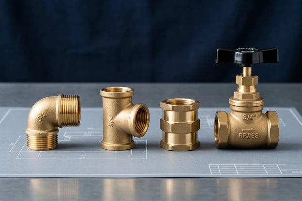 Brass plumbing fittings, ball valves, and manifolds manufactured by Brasstech
